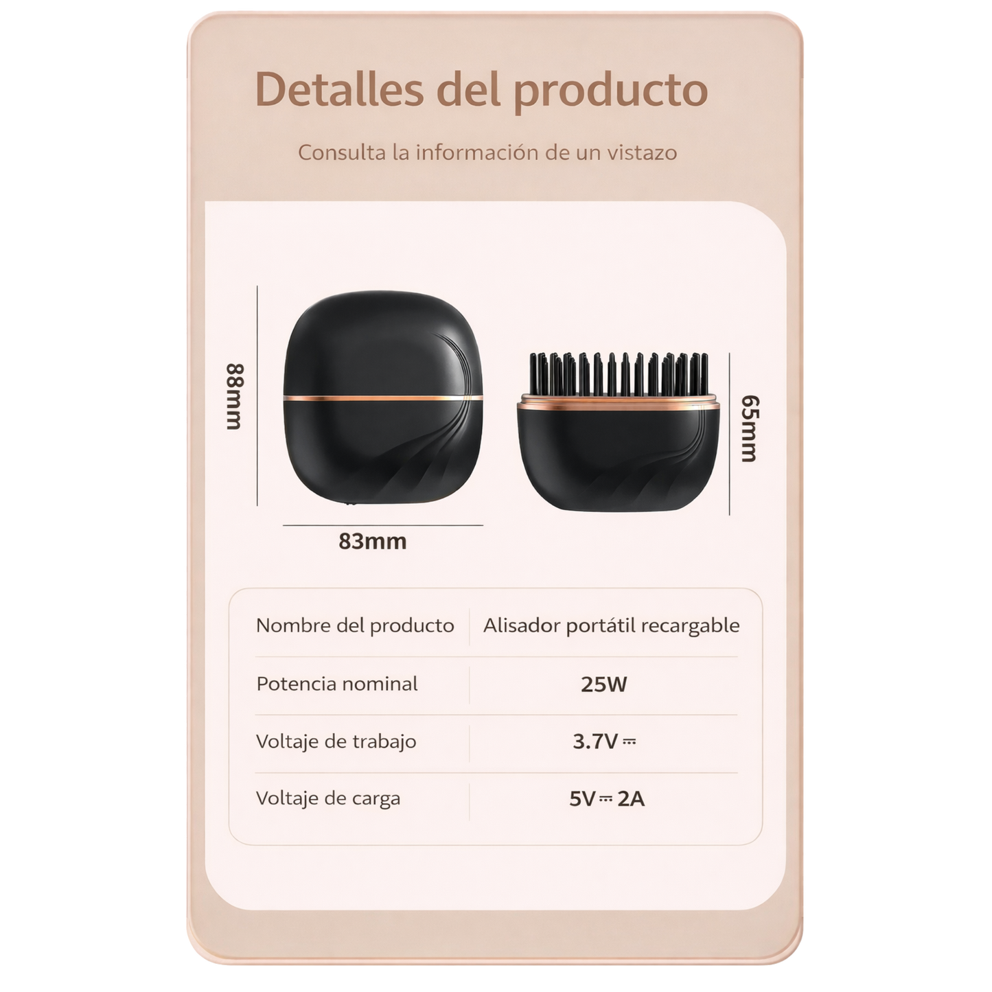 Alisador portátil recargable